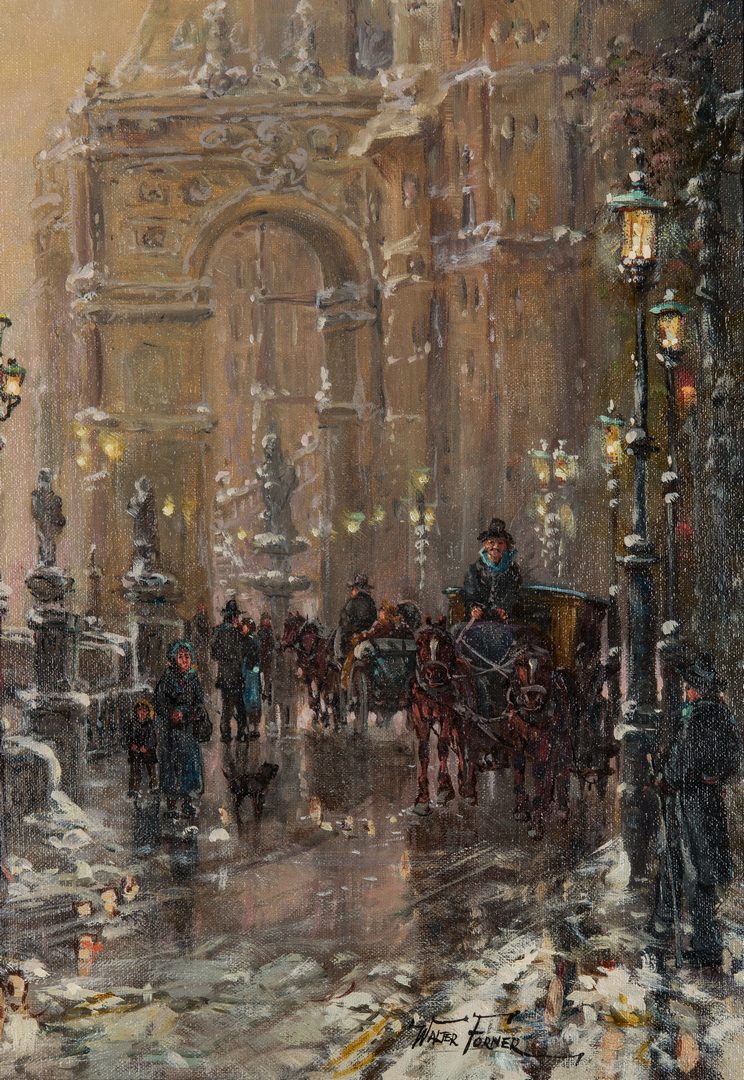Lot 83: Walter Forner O/C Painting, Parisian Winter Street Scene