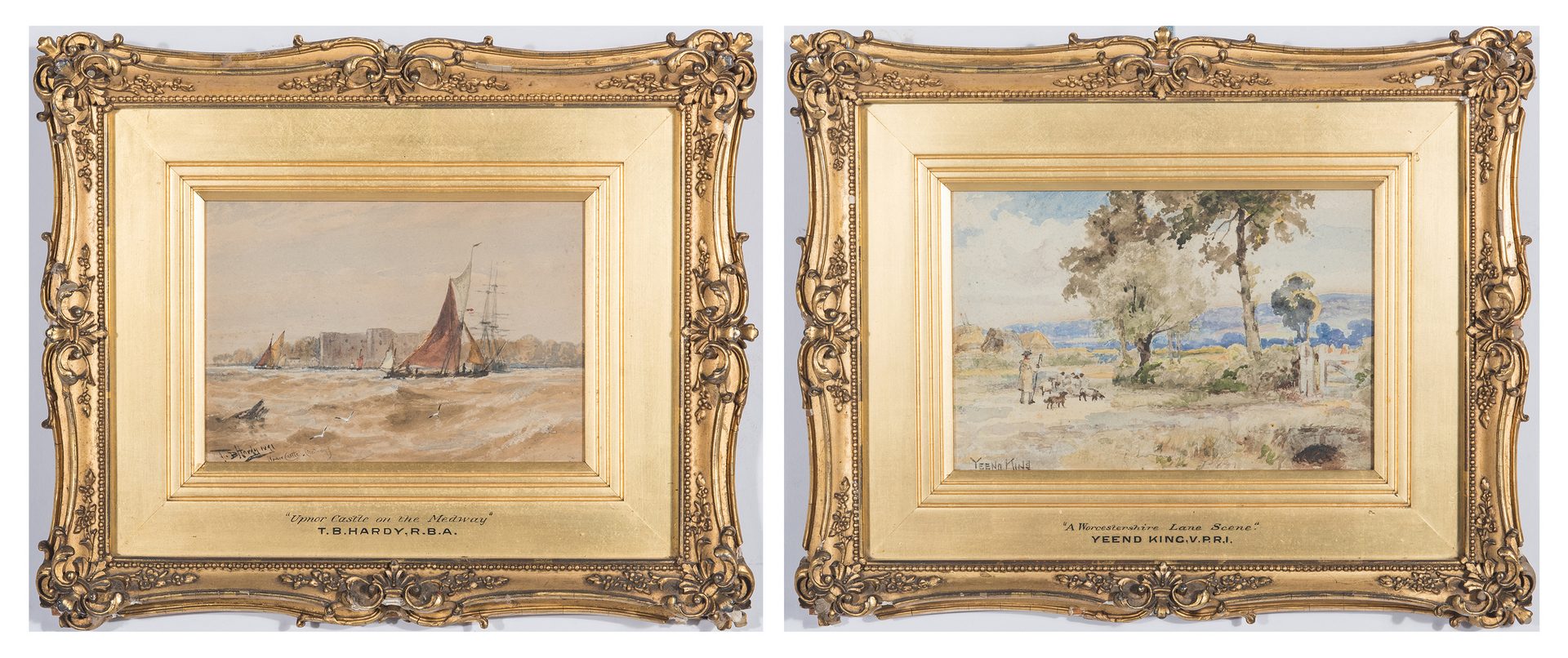 Lot 85: 19th C. Watercolor Landscape and Seascape by T. Hardy, Yeend-King