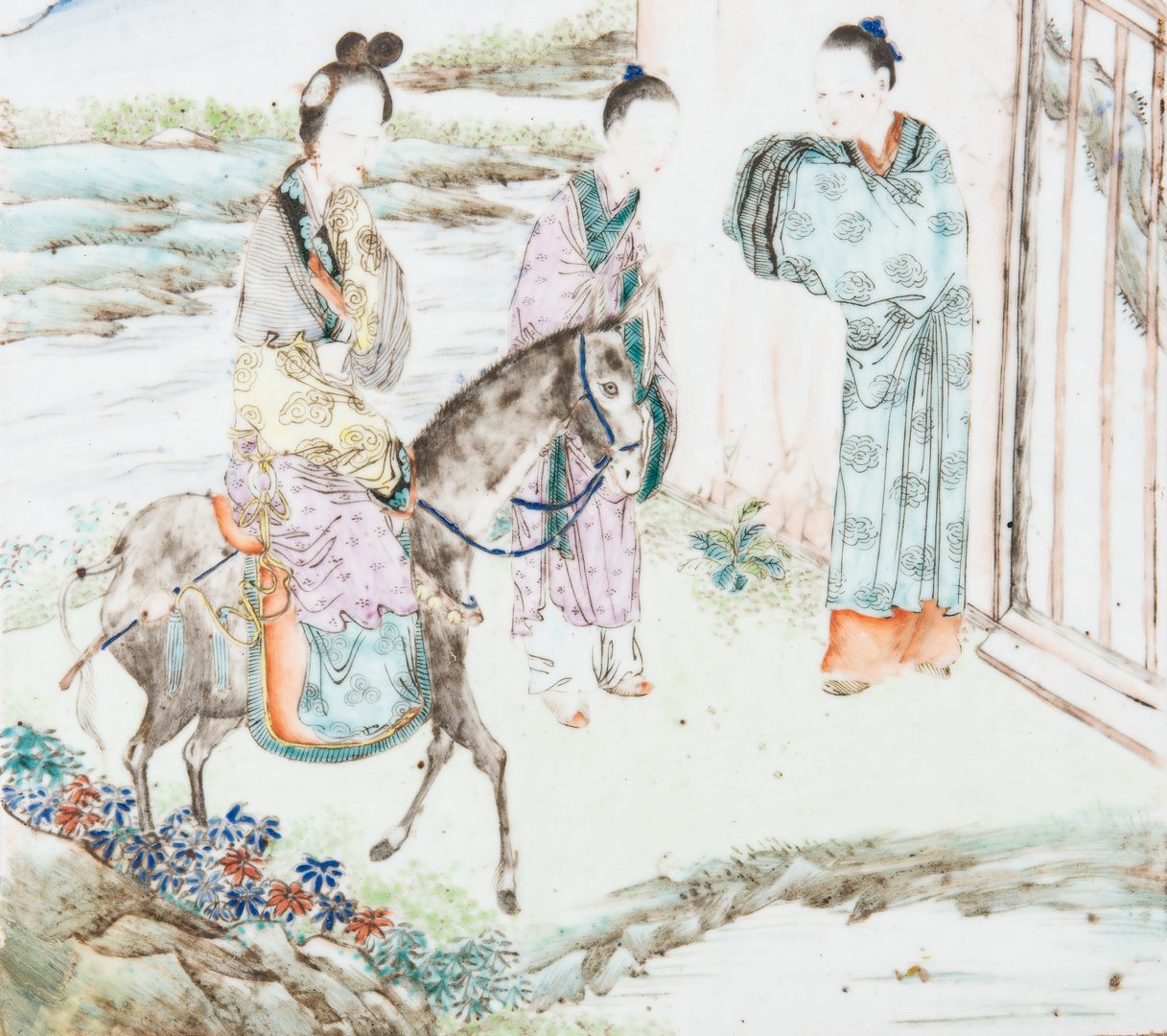Lot 8: Qing porcelain plaque, attrib. Yu Huanwen