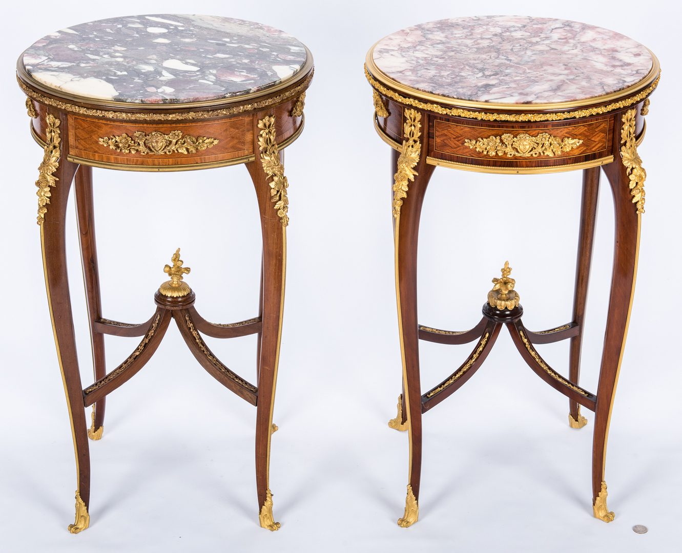Lot 91: Pair French Marble Top Stands