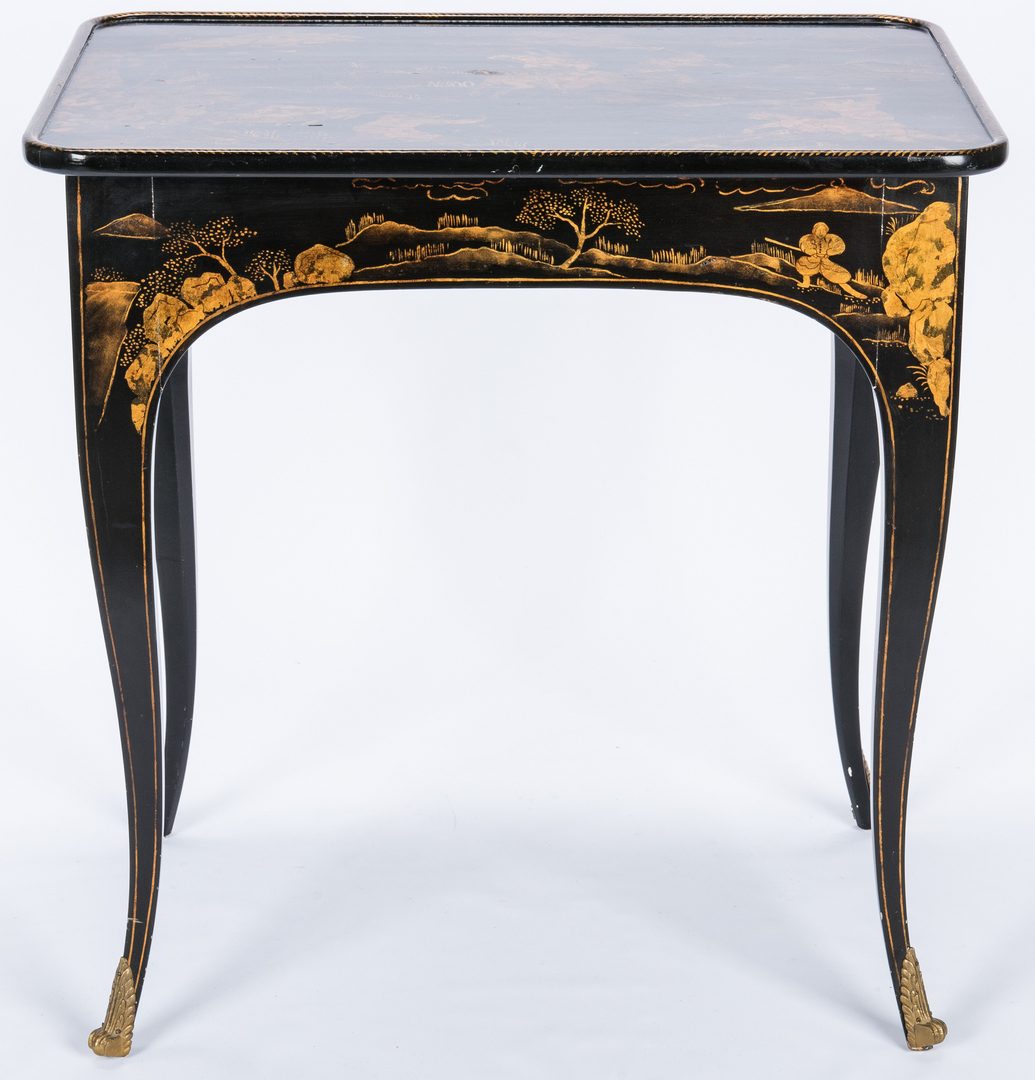 Lot 92: Trouvailles Black Lacquer Chinoiserie Side Table