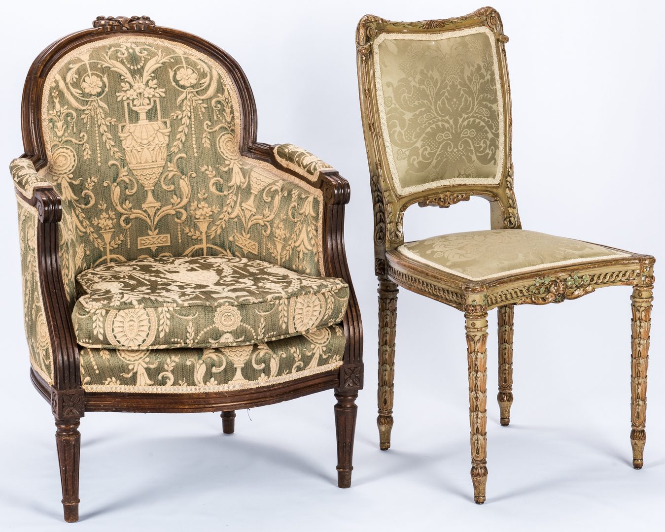 Lot 93: Continental Armchair and Side Chair