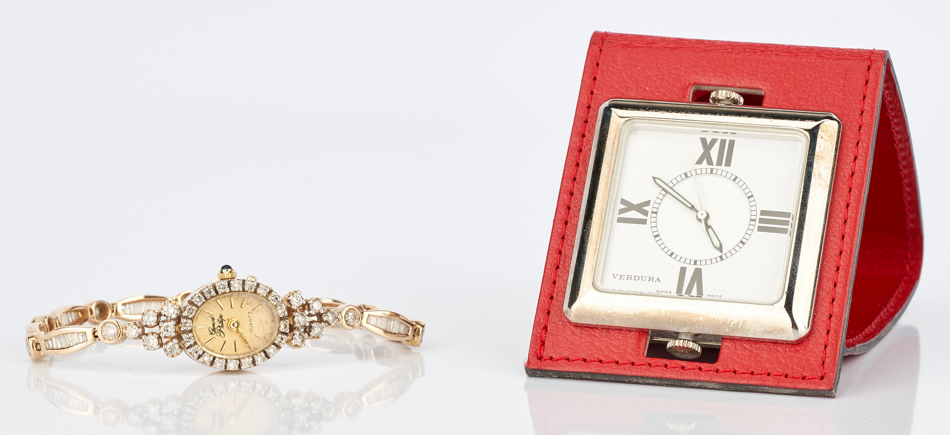 Lot 1007: 2 Watches: Gerard Phillippe 14K Watch w/ Diamonds & Verdura Pocket Watch