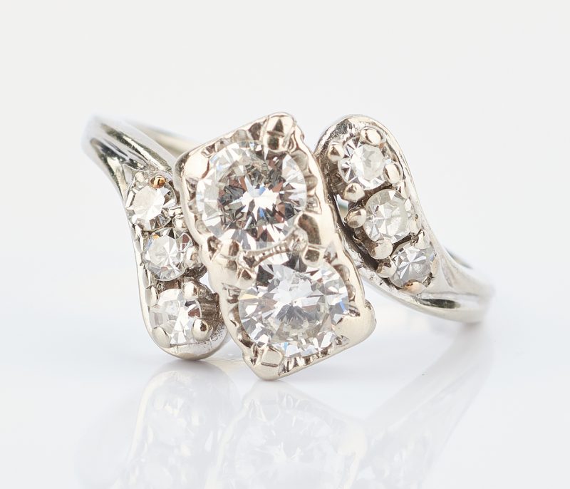 Lot 1018: Ladies 14K White Gold & Diamond Ring
