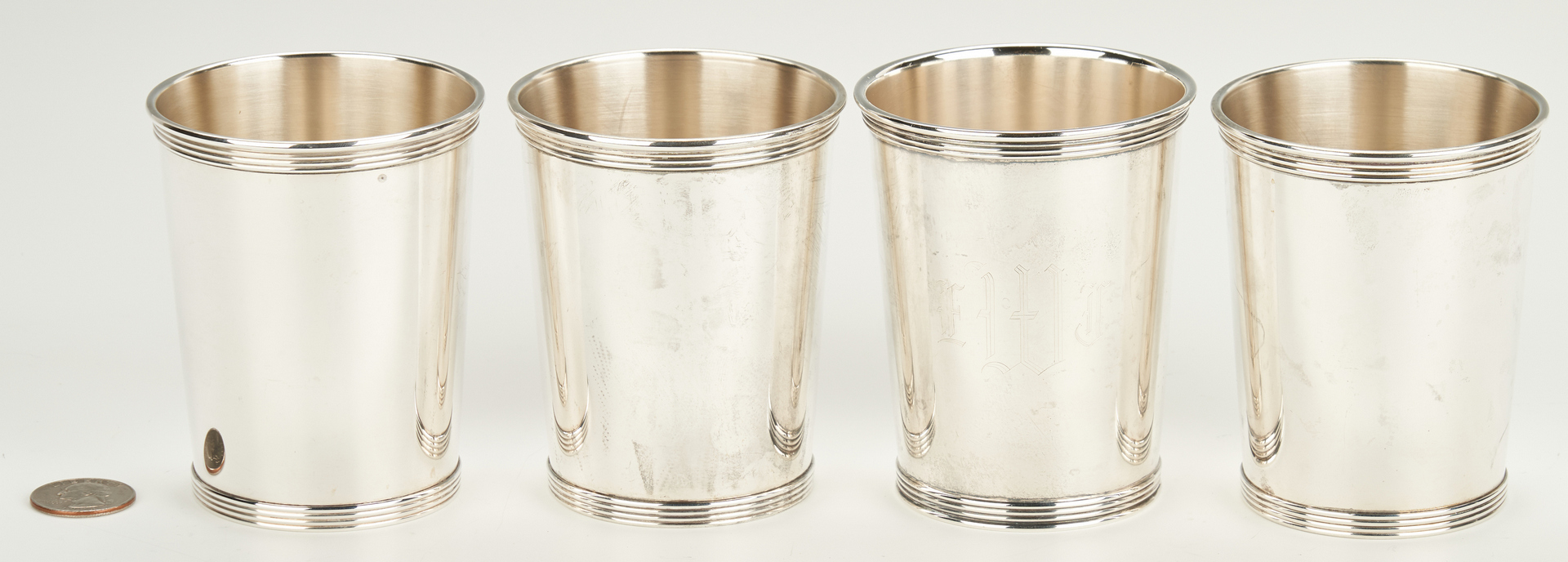 Lot 1042: 4 Sterling Silver Julep Cups, Gorham &  Newport