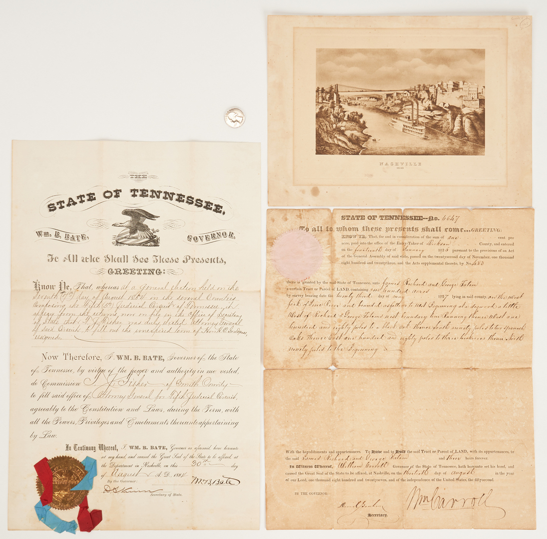 Lot 1047: 2 Tn Gov Signed Documents + Steamboat Print