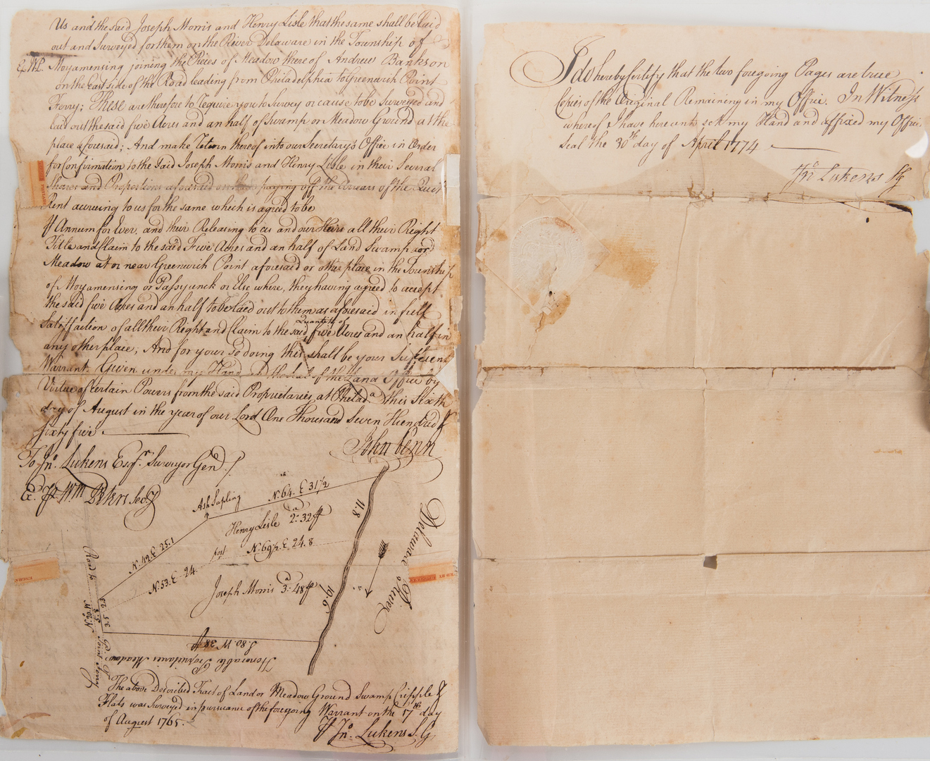 Lot 1048: 3 Early PA Documents, incl. John Penn Signed