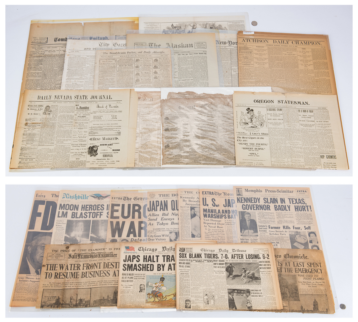 Lot 1051: 21 American Historical Newspapers, 18th-20th Centuries