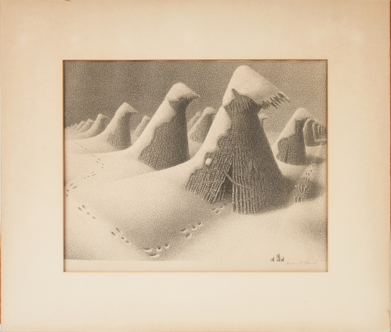Lot 113: Grant Wood Signed Lithograph, "January"