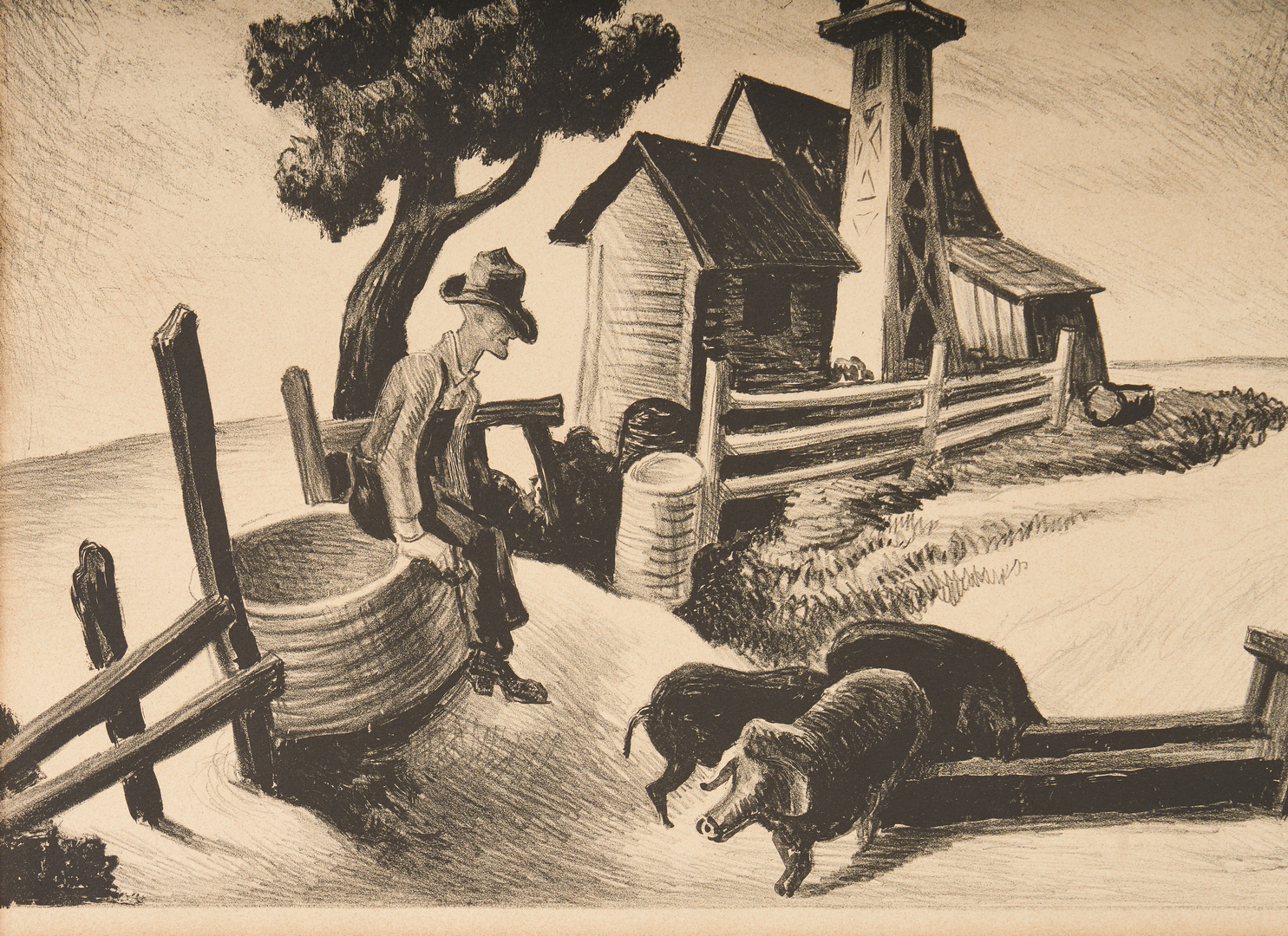 Lot 114: Thomas Hart Benton Signed Lithograph, In The Ozarks