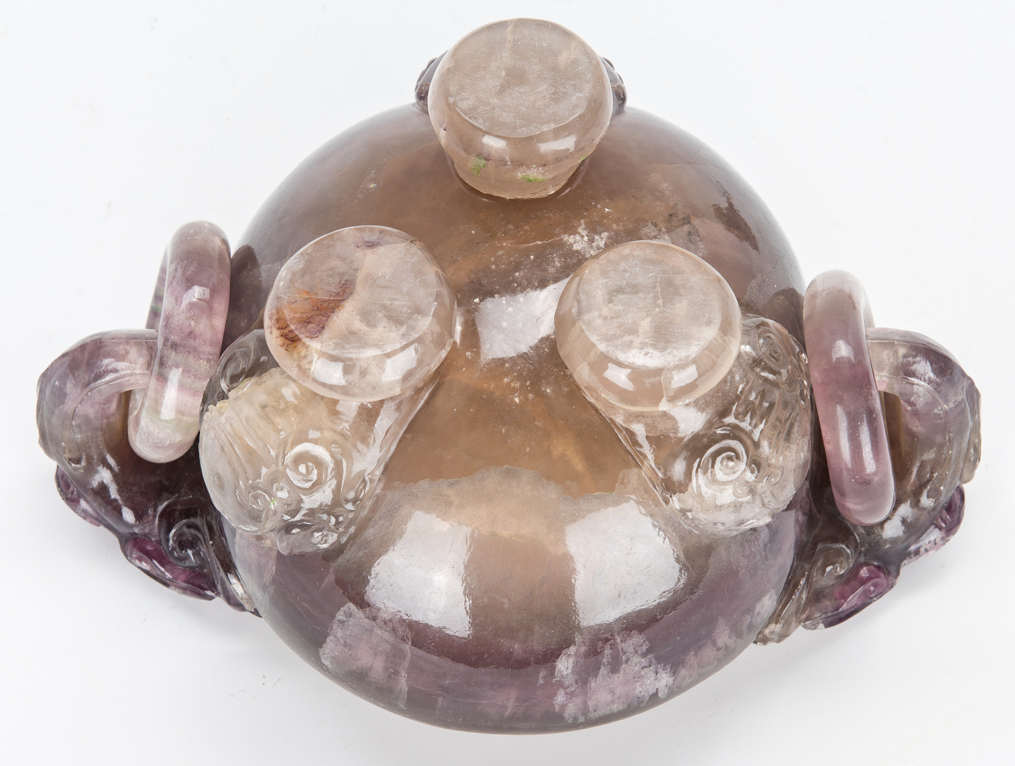 Lot 11: Carved Chinese Agate Censer w/ Foo Dog Finial