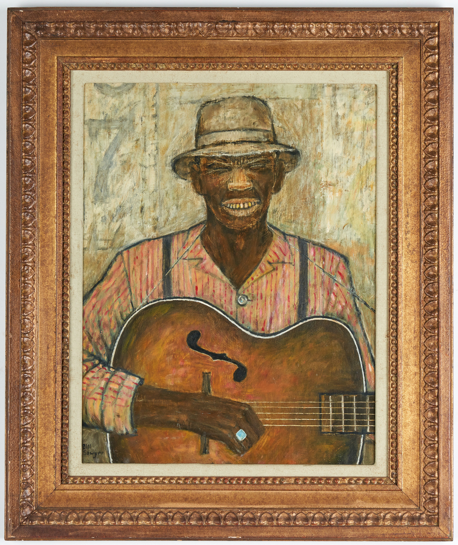 Lot 125: Bill Sawyer Portrait of Black Man with Guitar