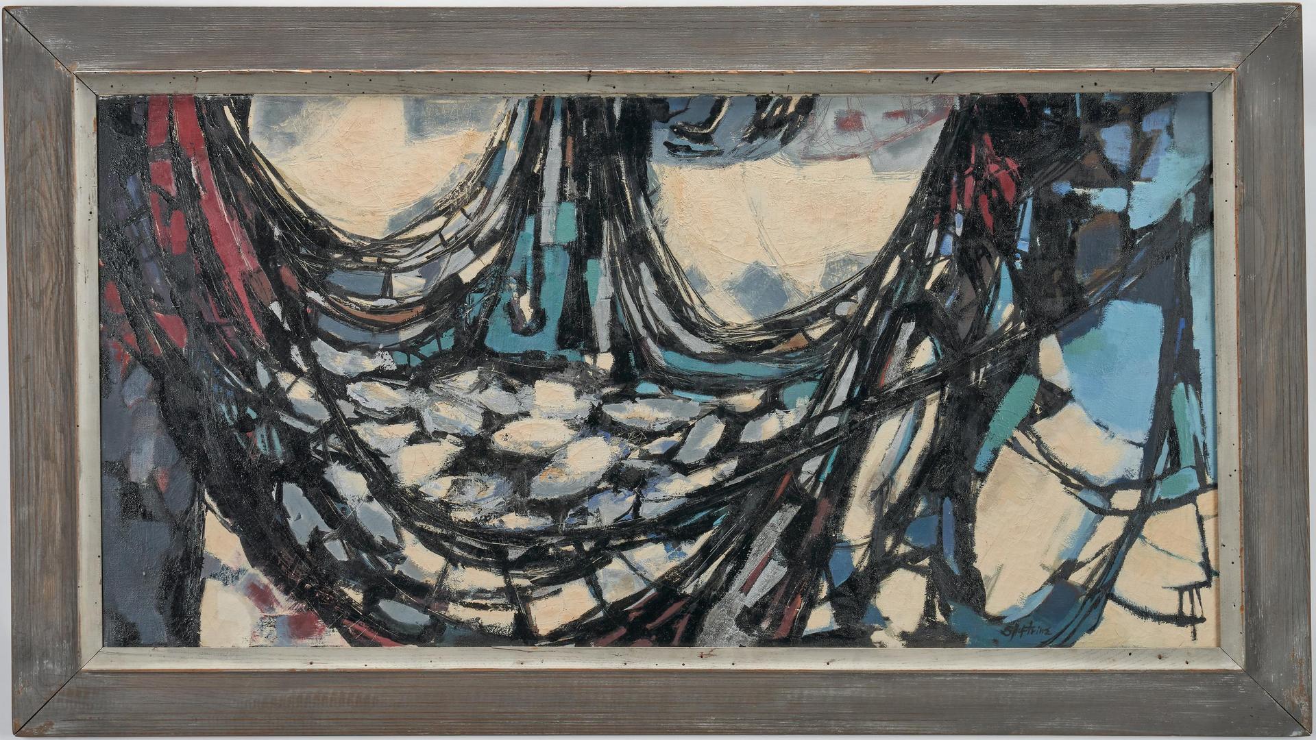 Lot 135: H. O. Shuptrine, Jr. O/C Abstract Painting, Fish Nets