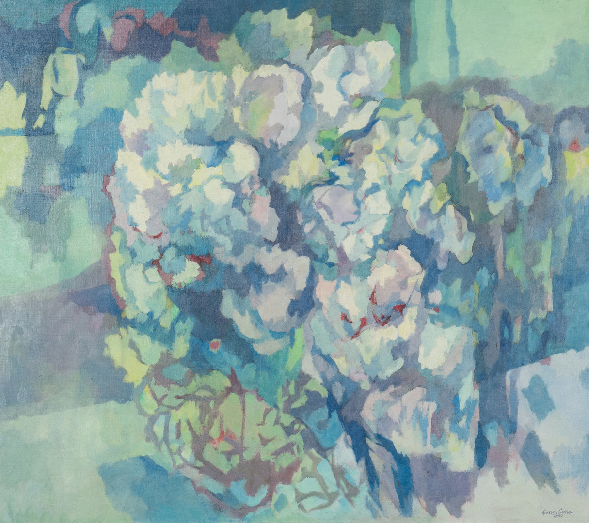 Lot 137: George Cress O/C Abstract Still Life, Peonies