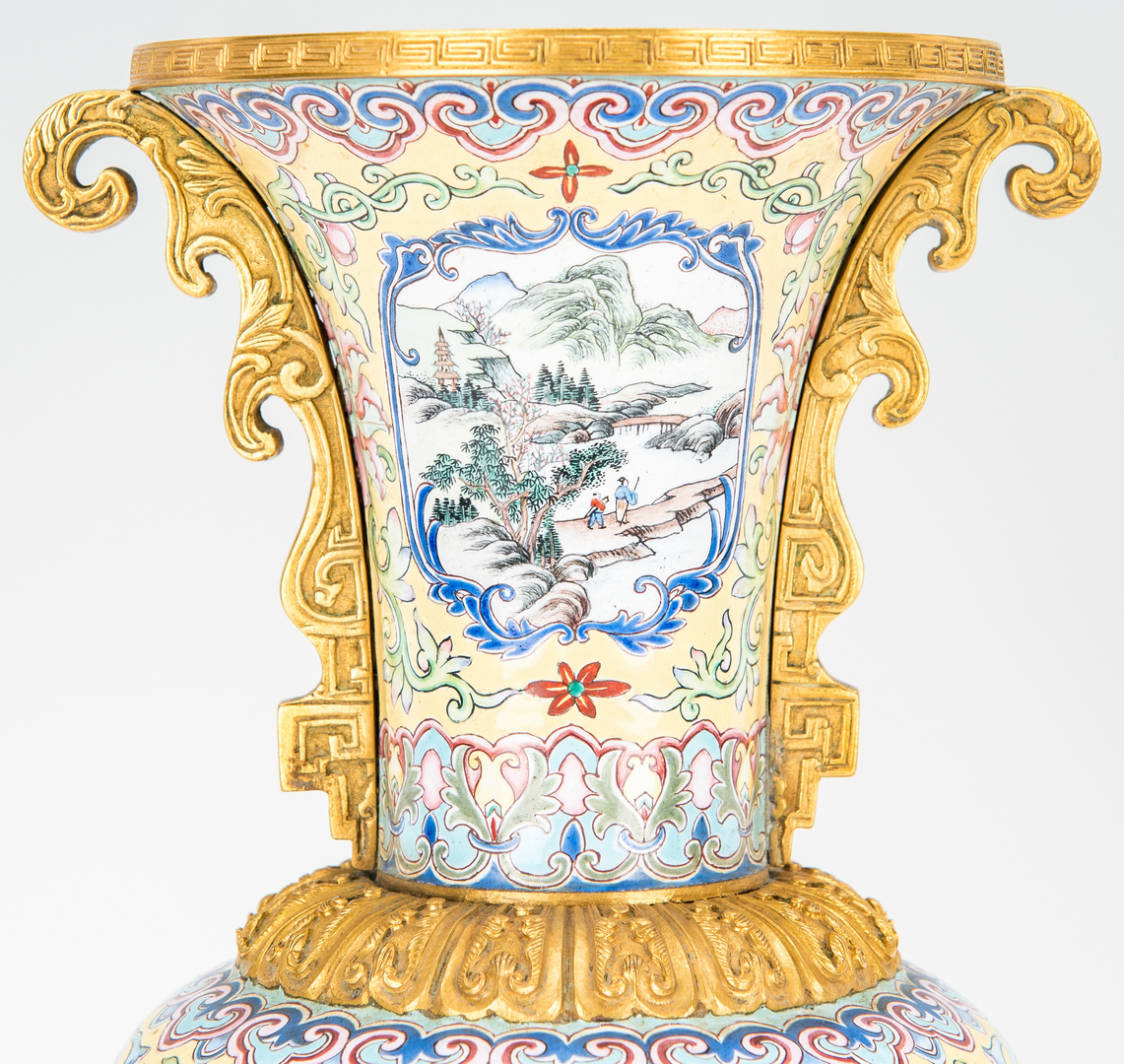 Lot 16: Canton Enamel Vase with Gilt Mounts