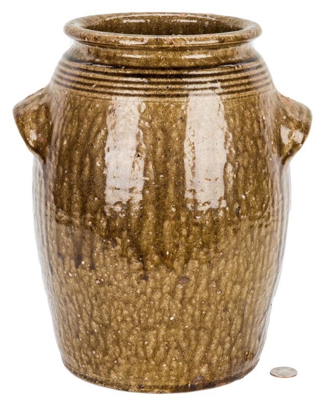 Lot 179: NC Stamped Daniel Seagle Pottery Jar, Two Gallons