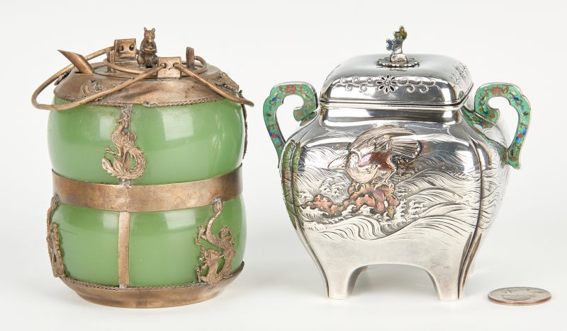 Lot 19: 2 Tea Items: Liberty Mixed Metal Caddy & Chinese Teapot