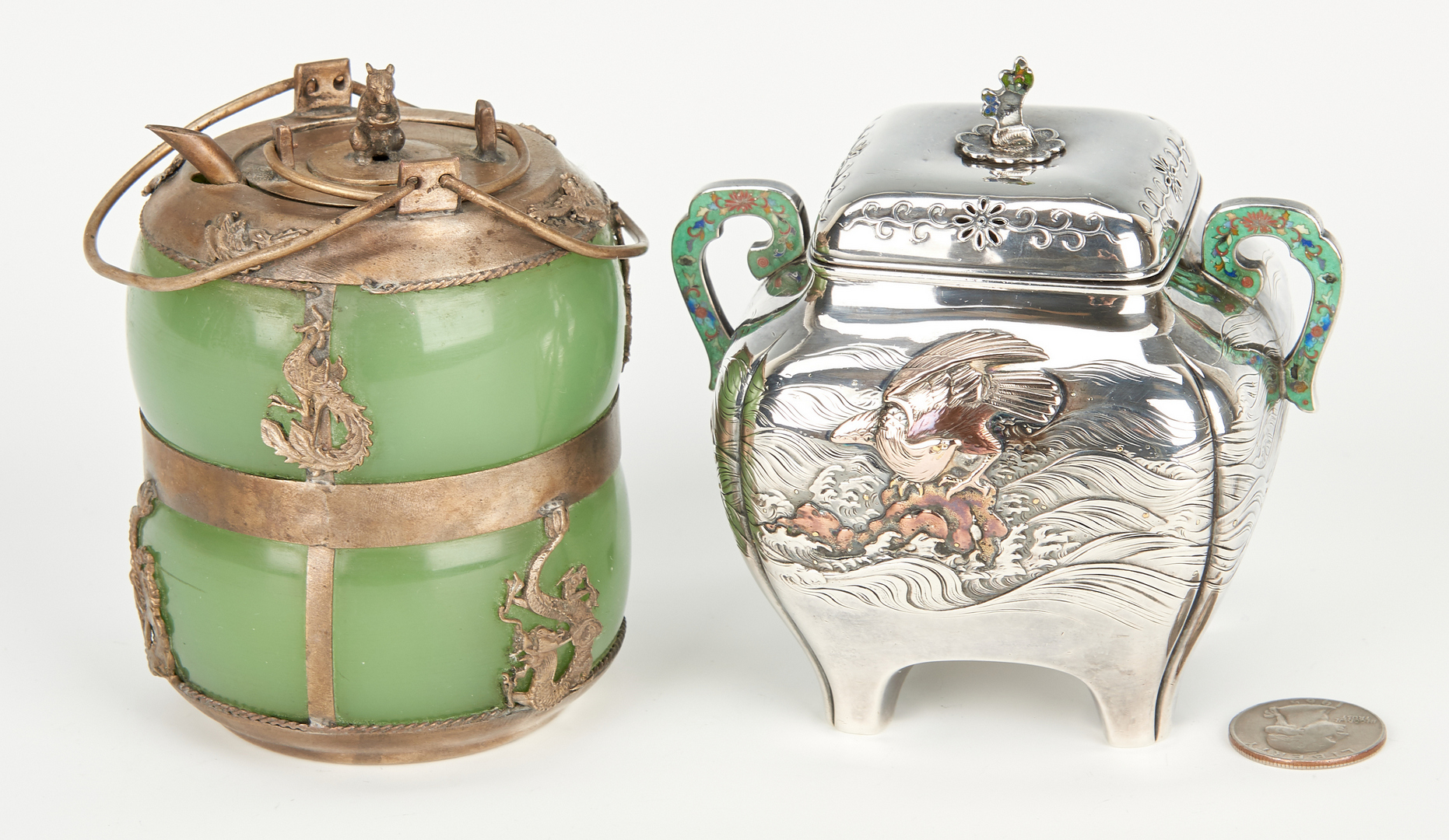 Lot 19: 2 Tea Items: Liberty Mixed Metal Caddy & Chinese Teapot
