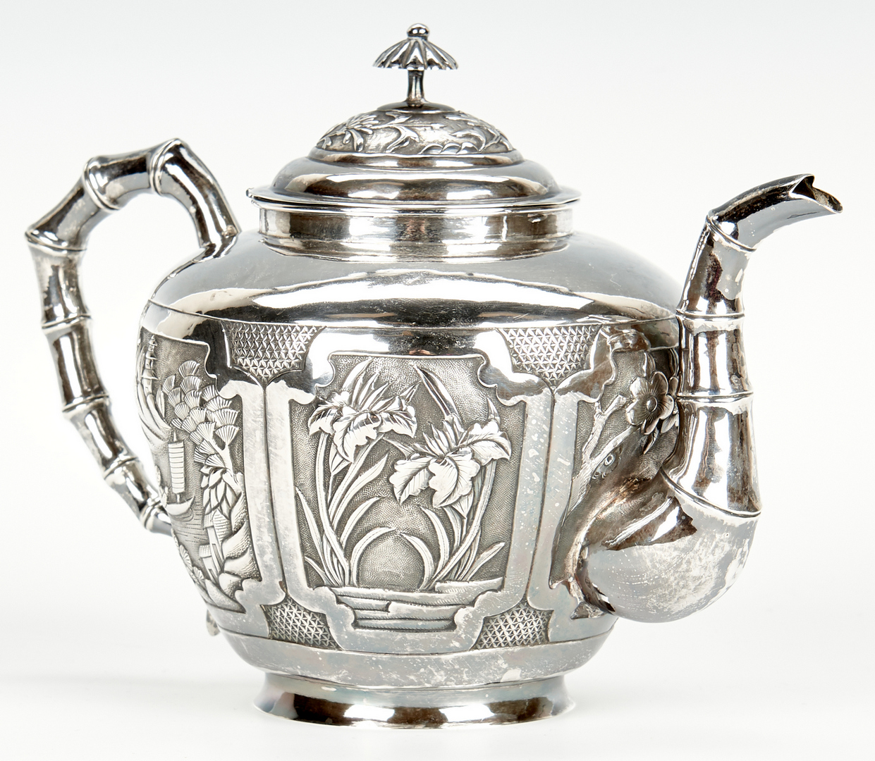 Lot 1: 3 Pc. Chinese Export Silver Tea Service