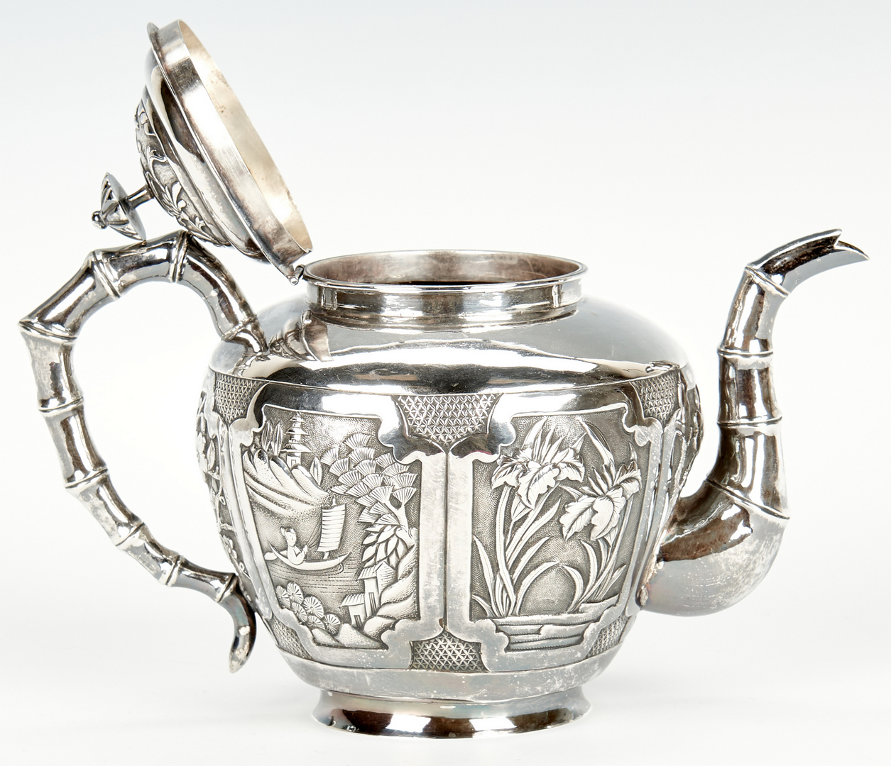 Lot 1: 3 Pc. Chinese Export Silver Tea Service