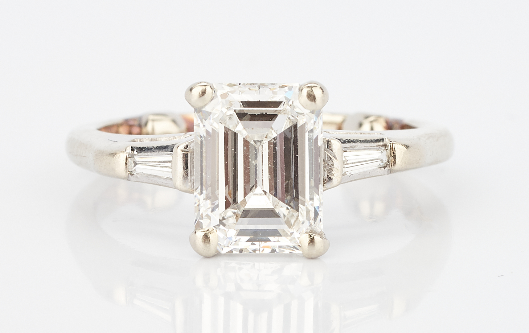 Lot 212: 14K 1 Carat Emerald Cut Diamond Engagement Ring