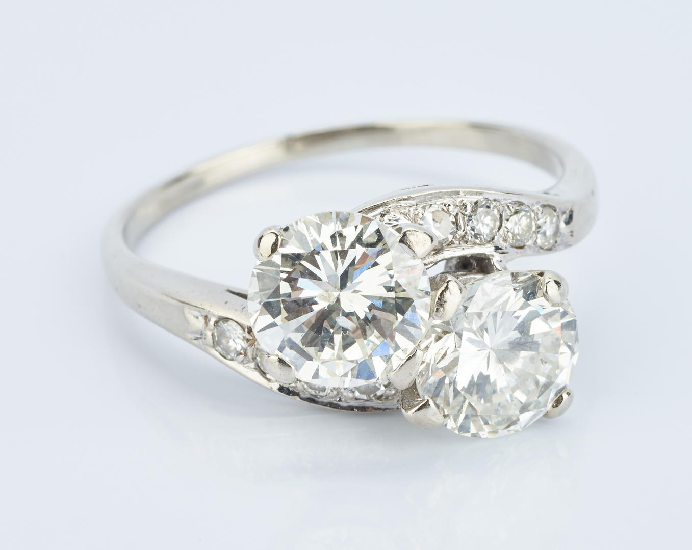 Lot 214: Ladies 14K Diamond Bypass Ring, 2.2 Carats