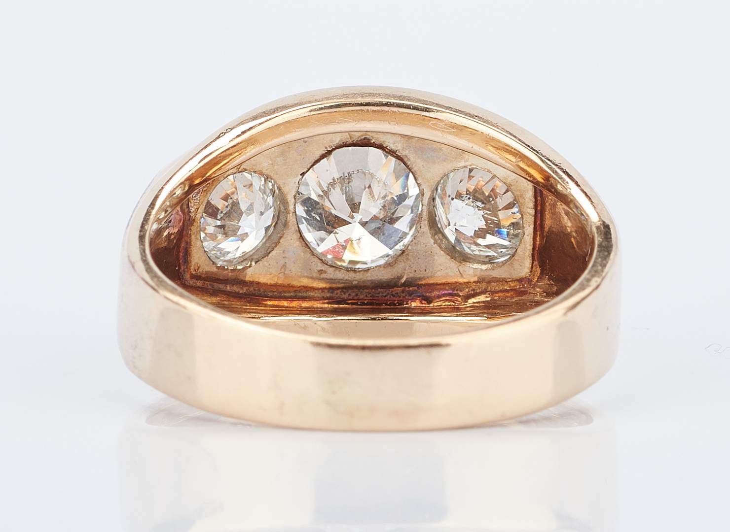 Lot 215: Men's 14K and 3 Stone Diamond Ring, 2.25 Carats