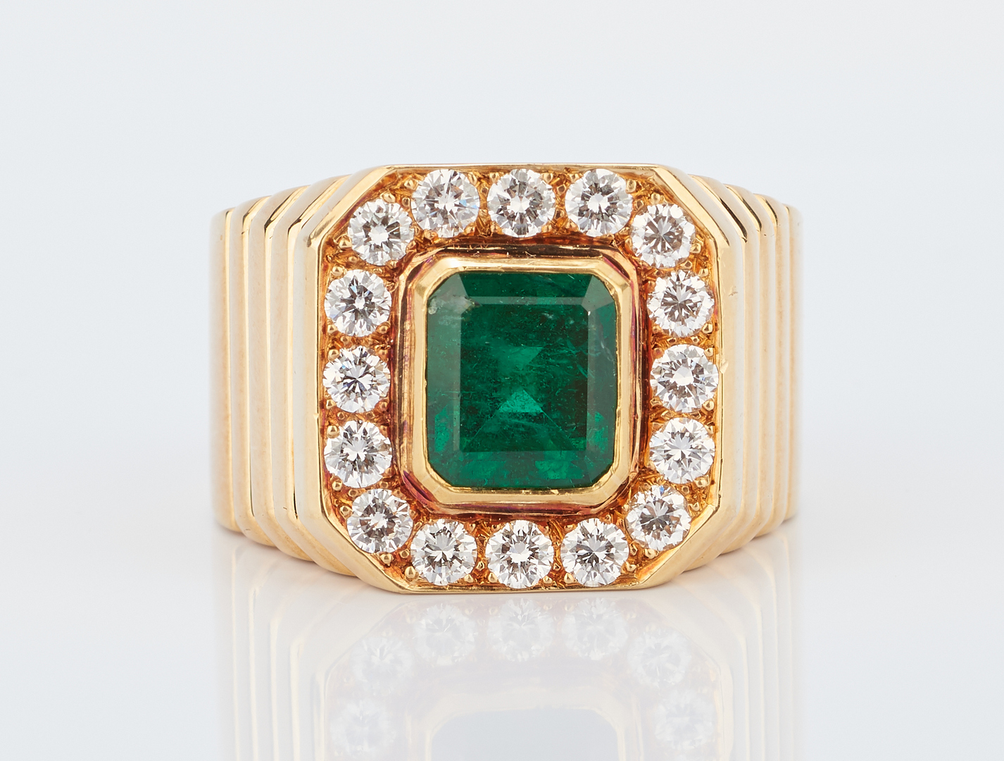 Lot 216: 2.5 Carat Emerald and Diamond Men's Ring