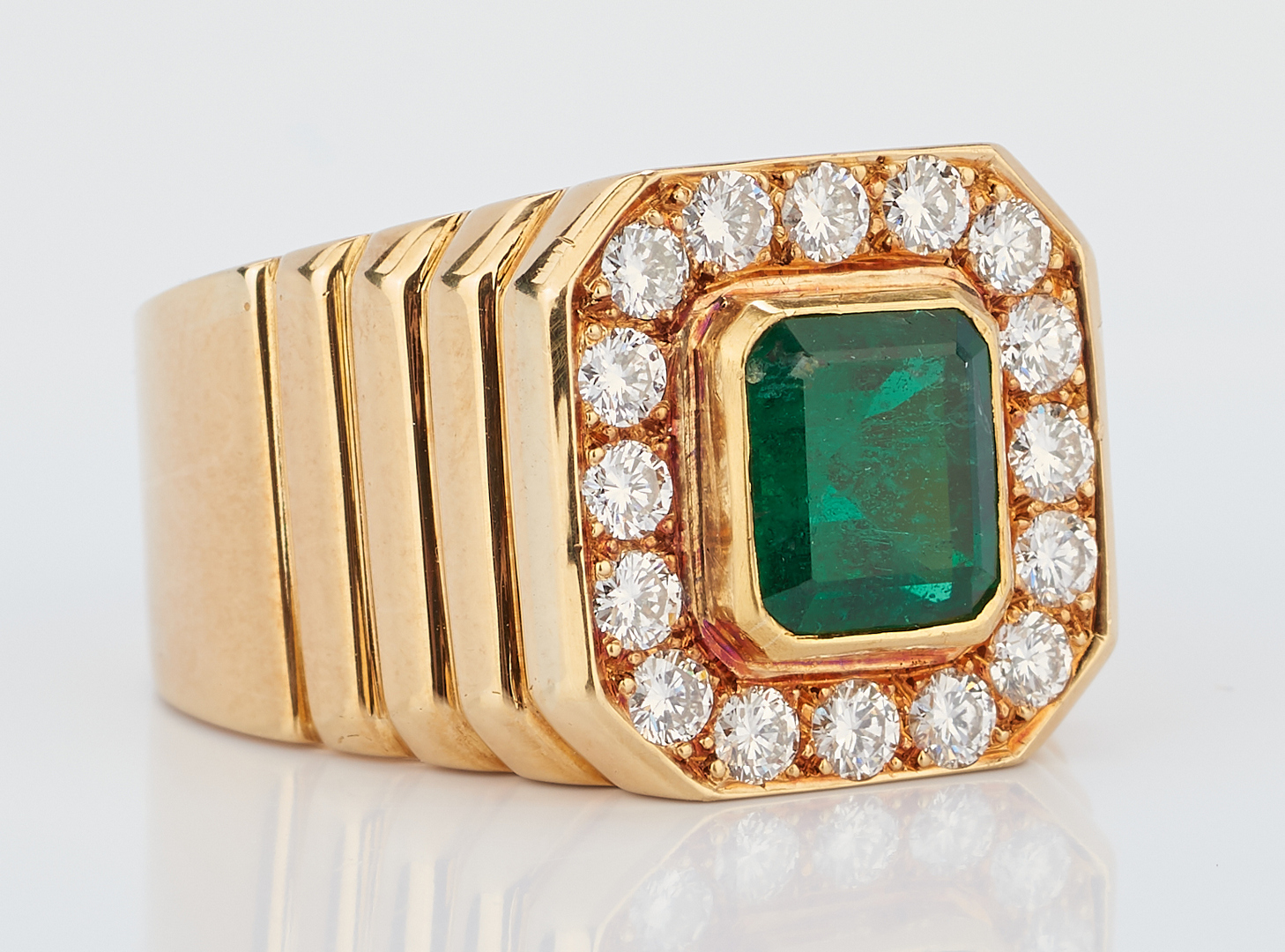 Lot 216: 2.5 Carat Emerald and Diamond Men's Ring