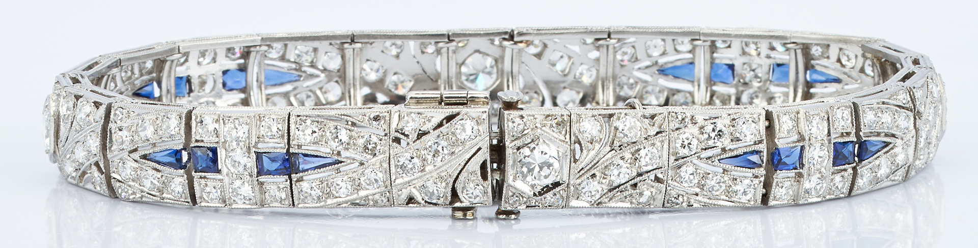 Lot 223: Art Deco Platinum Diamond Sapphire Bracelet