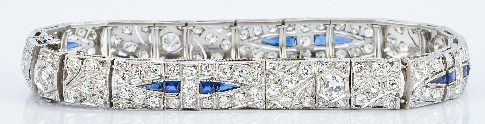 Lot 223: Art Deco Platinum Diamond Sapphire Bracelet
