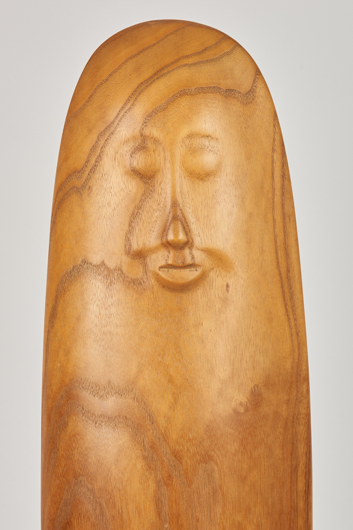 Lot 273: Olen Bryant, Large Wood Figure with Green Stones