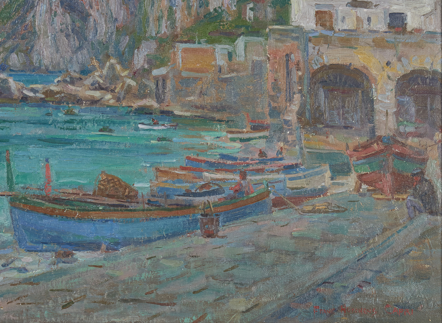 Lot 286: Frank Hutchens O/C Landscape Painting, Capri