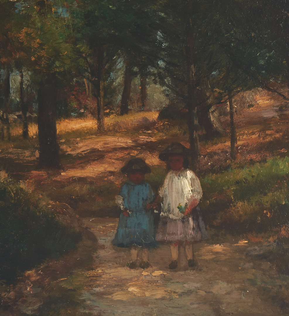 Lot 292: Joseph Foxcroft Cole O/B Painting, Landscape with Children