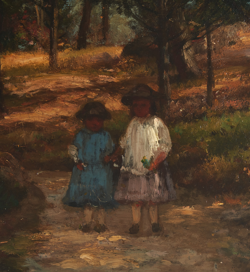 Lot 292: Joseph Foxcroft Cole O/B Painting, Landscape with Children