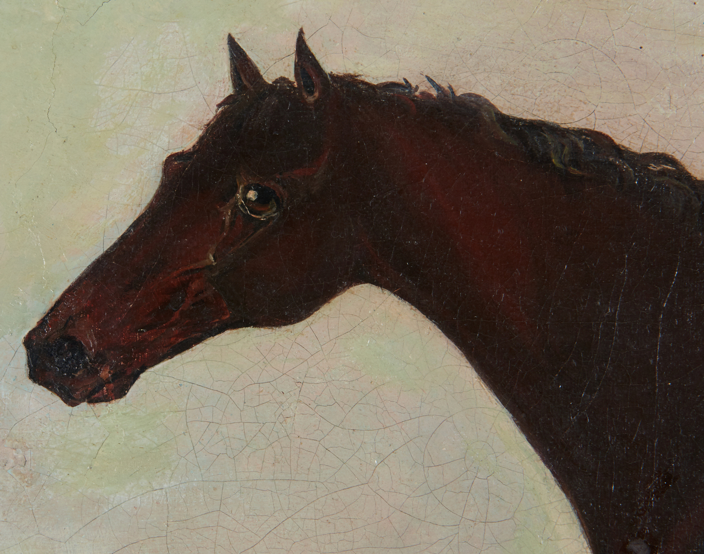 Lot 298: English School O/C Horse Portrait