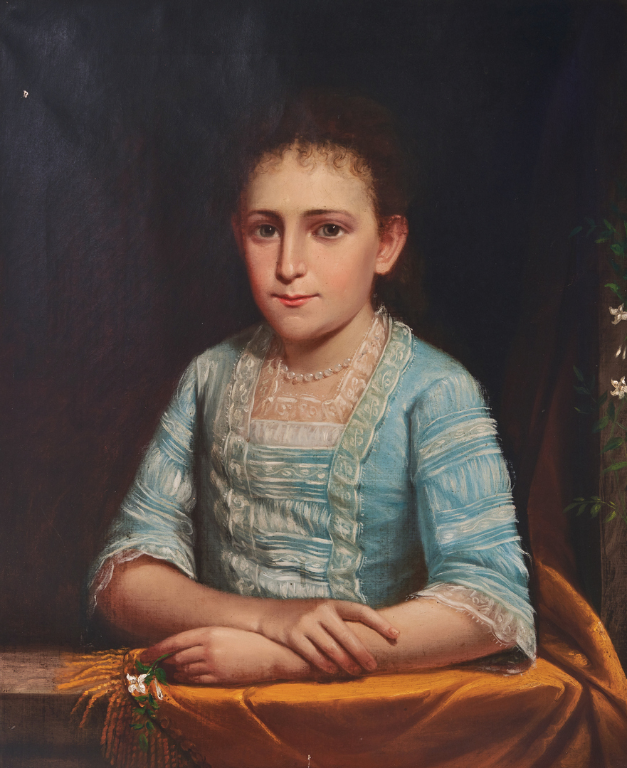 Lot 303: 18th century Portrait of a Girl in Blue Dress
