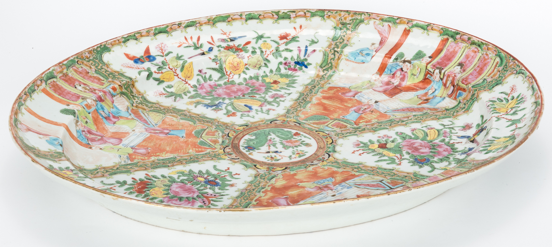 Lot 332: Chinese Rose Medallion Porcelain Punch Bowl & Platter