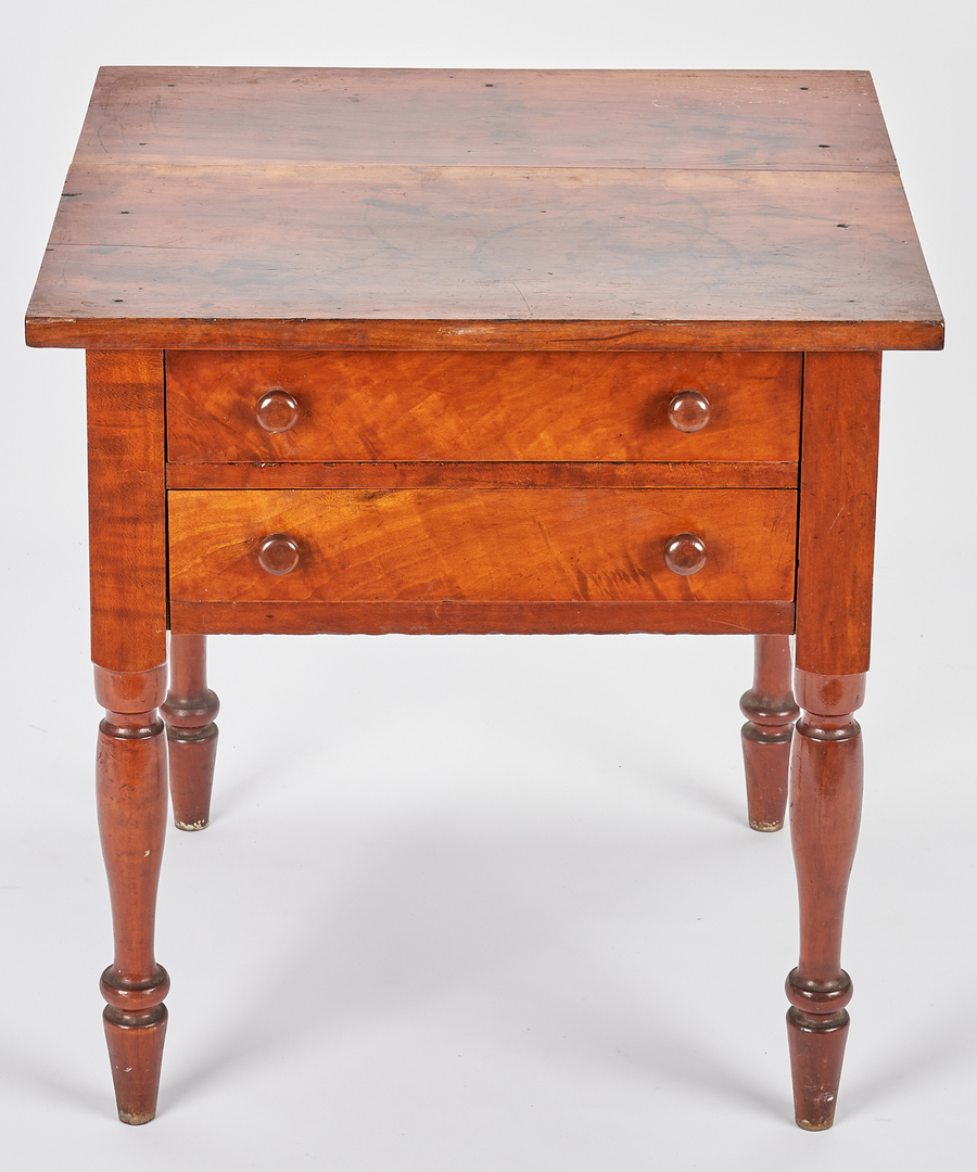 Lot 356: Middle TN 2-Drawer Cherry Table & 1 Drawer Cherry Stand