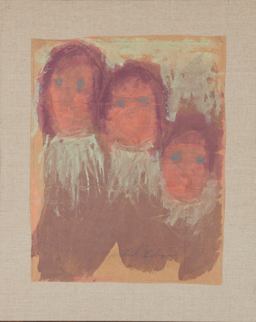 Lot 390: Sybil Gibson Outsider Painting, Three Children
