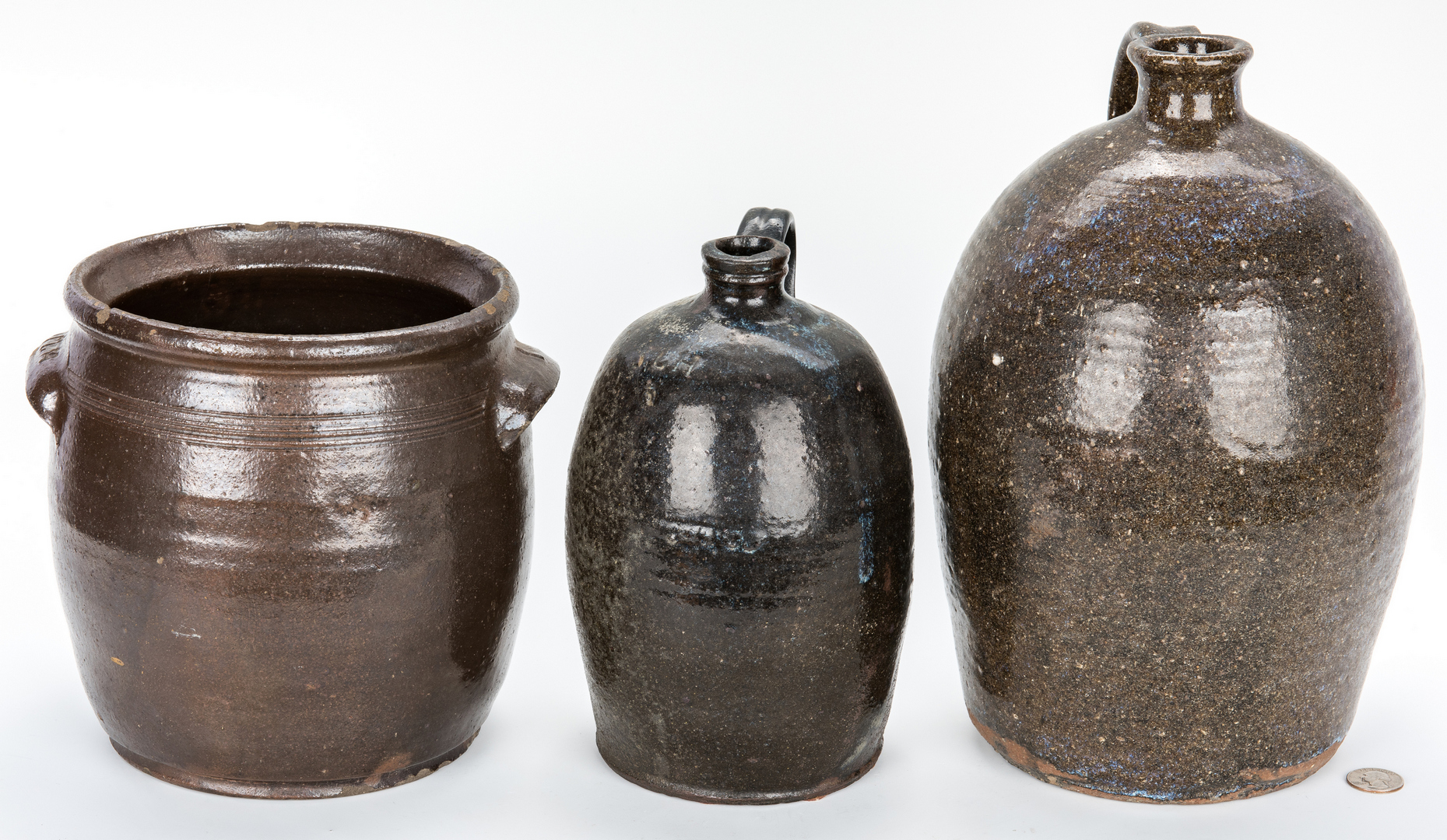 Lot 401: 3 NC Stoneware Pottery Items, incl. Sylvanus Hartsoe