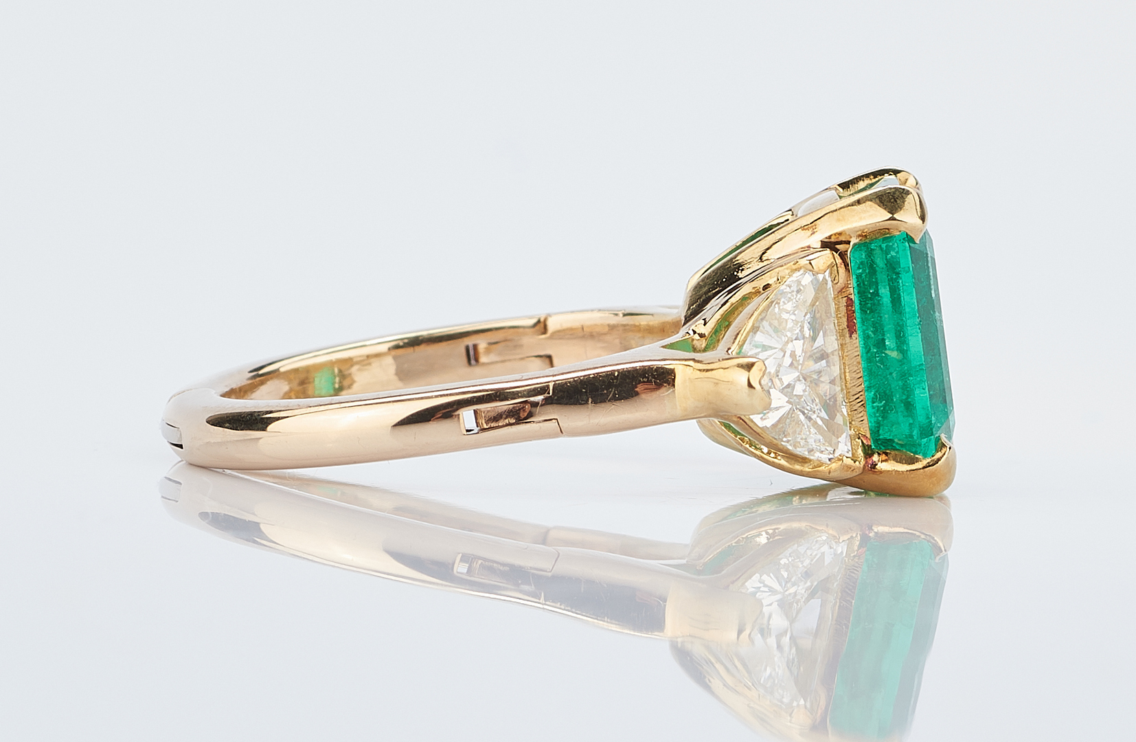 Lot 408: Ladies 18K YG, Emerald & Diamond Ring