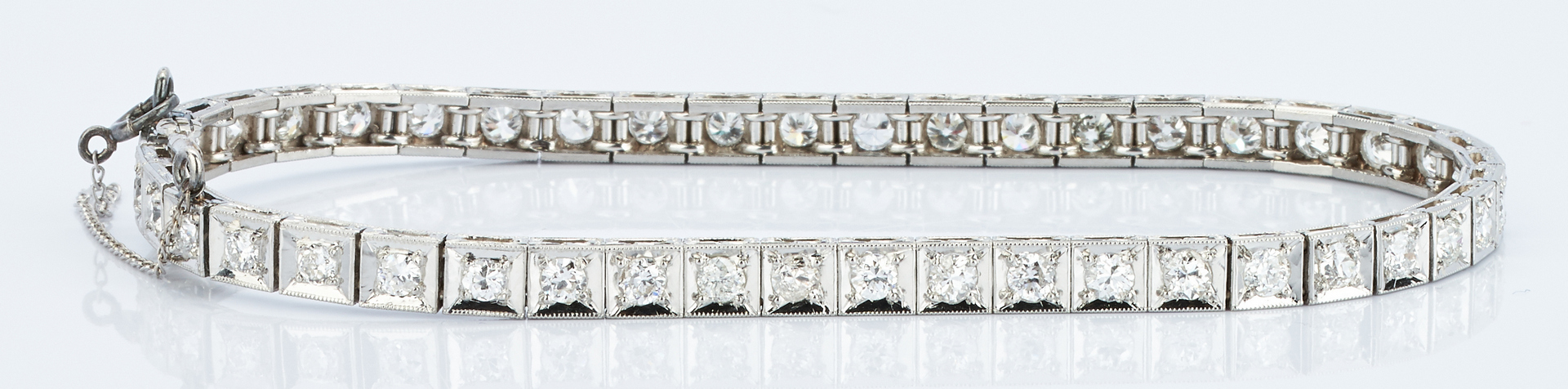 Lot 409: Ladies Platinum & Diamond Line Bracelet
