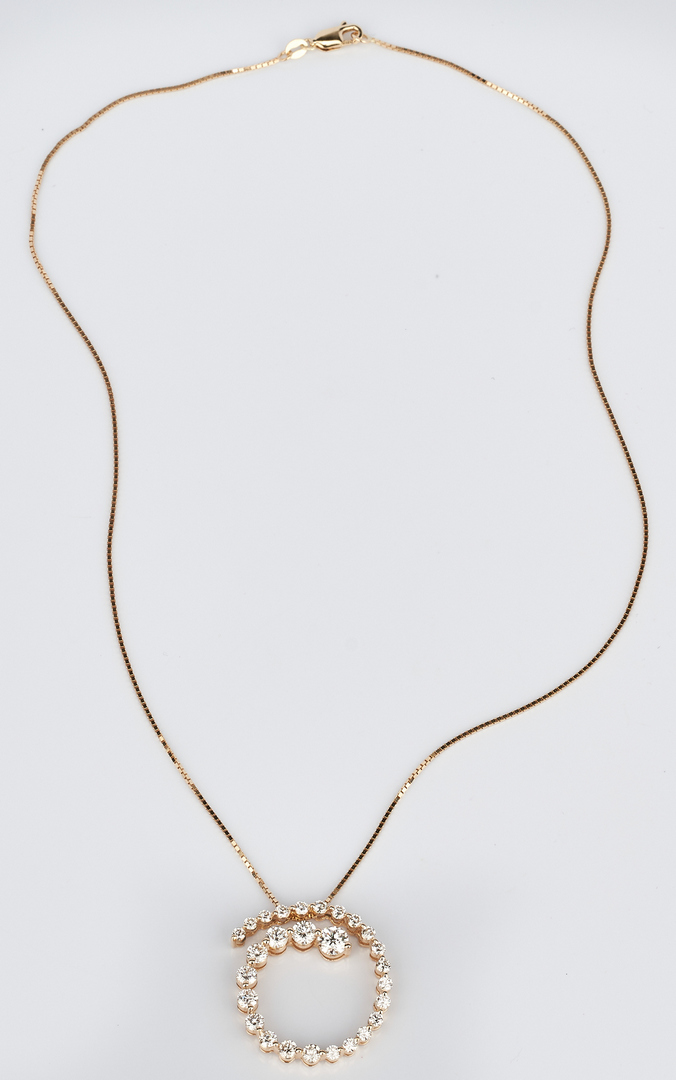 Lot 411: 14K Diamond Pendant Necklace