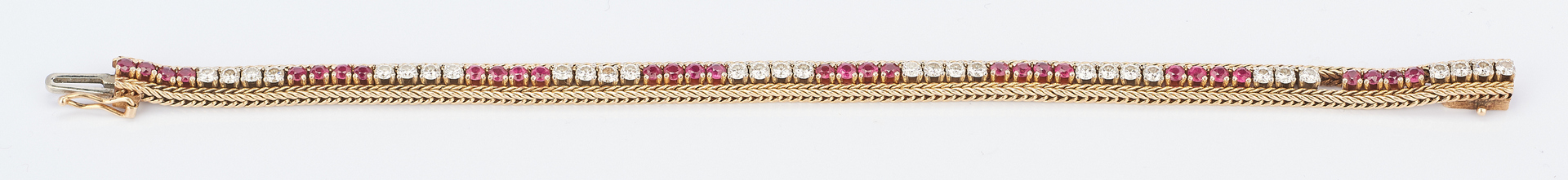 Lot 412: 14K Ruby & Diamond Line Bracelet