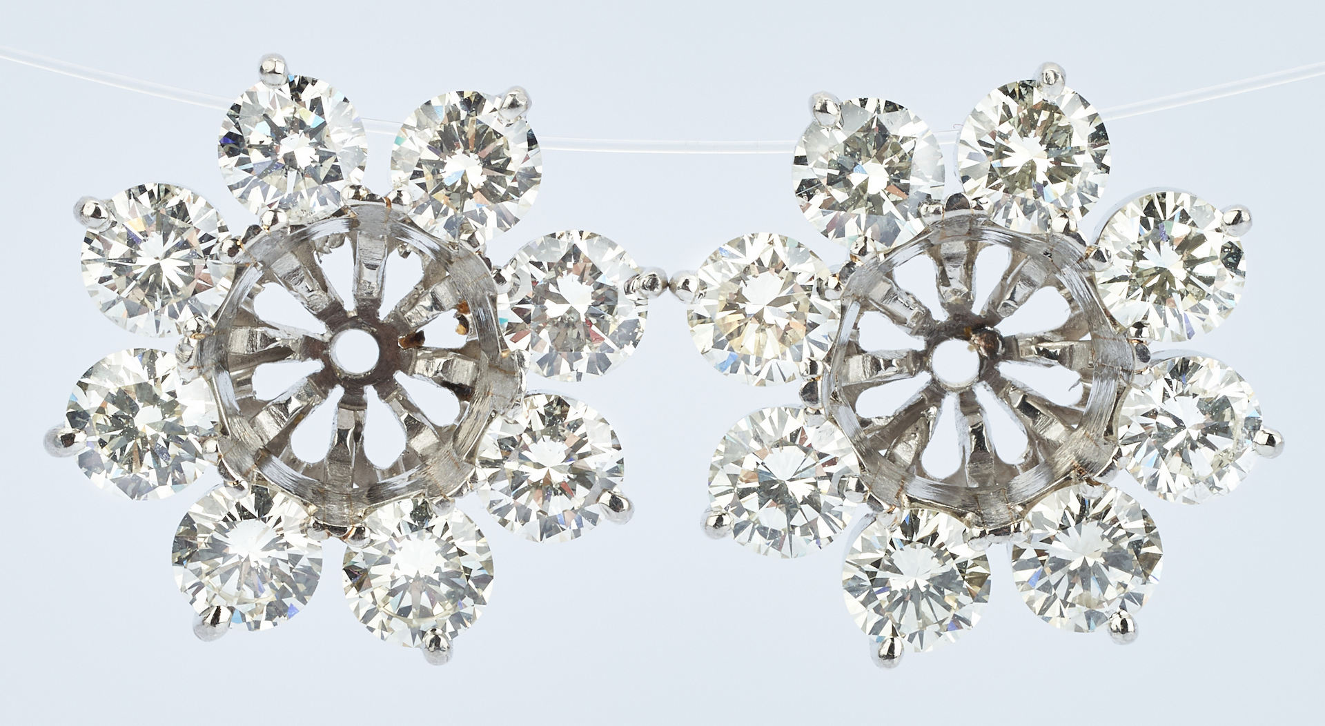 Lot 419: Platinum Pair of Diamond Earring Jackets