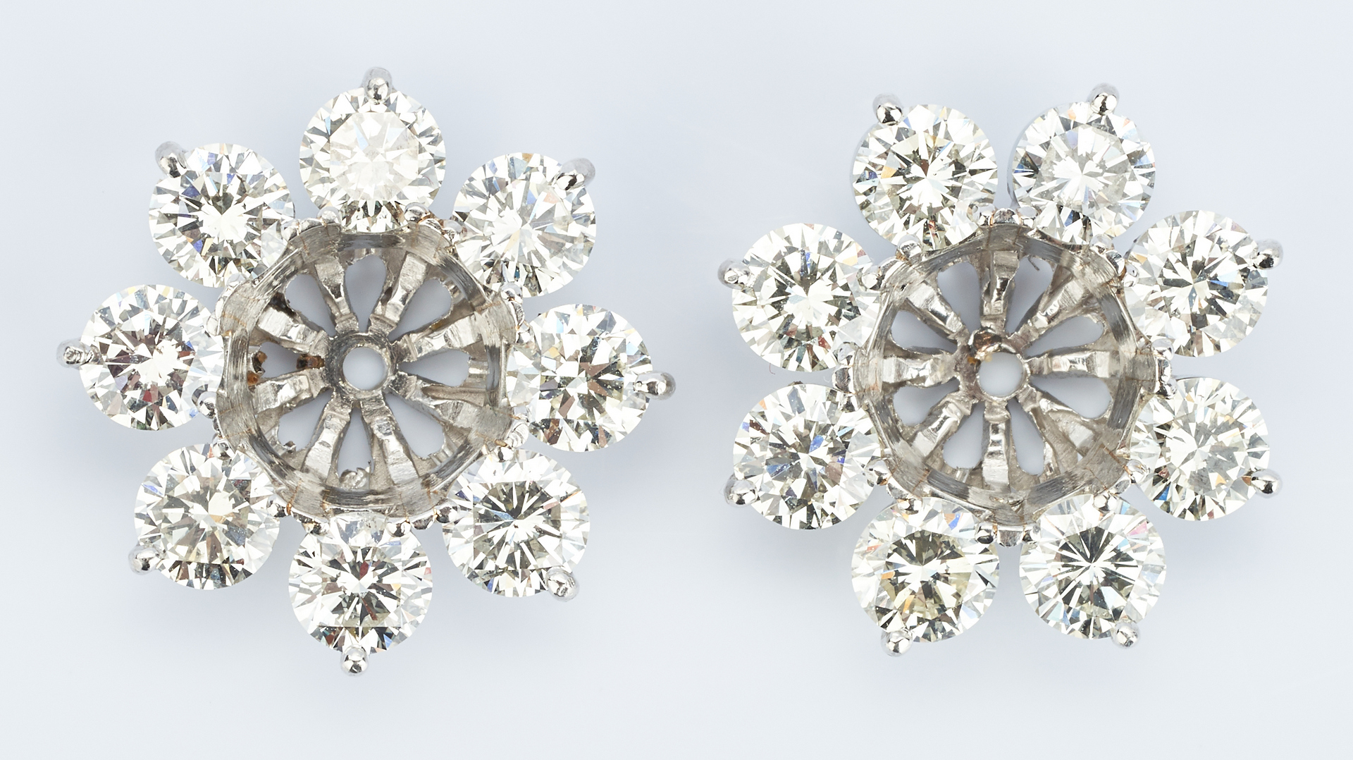 Lot 419: Platinum Pair of Diamond Earring Jackets