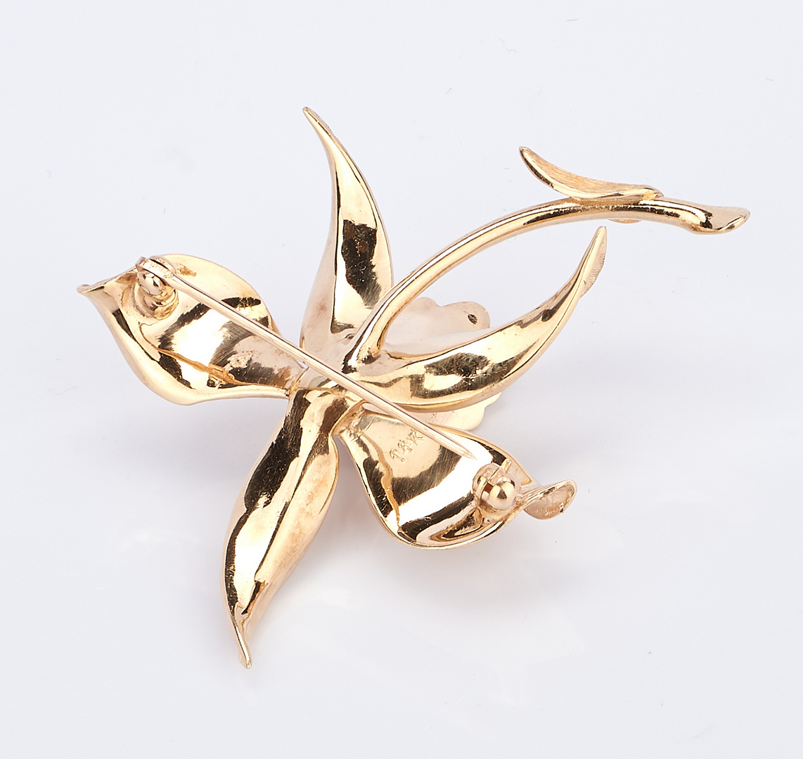 Lot 423:  2 14K Gold and Diamond Brooches