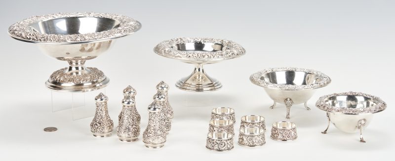 Lot 435: Kirk Repousse Compotes and Salt Holders, 16 pcs