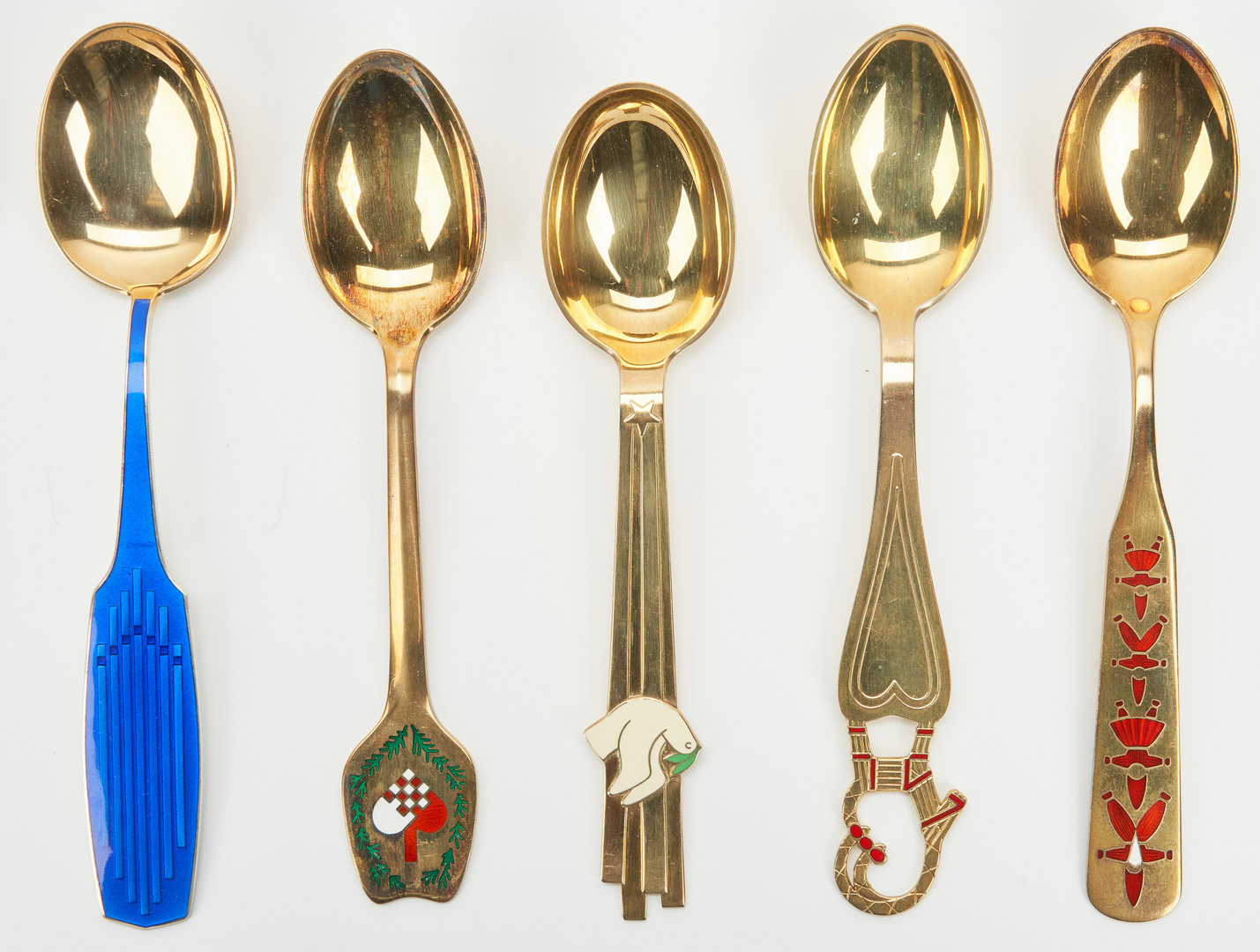 Lot 441: 25 A. Michelsen Gilded Sterling Silver Spoons, 1940-1972
